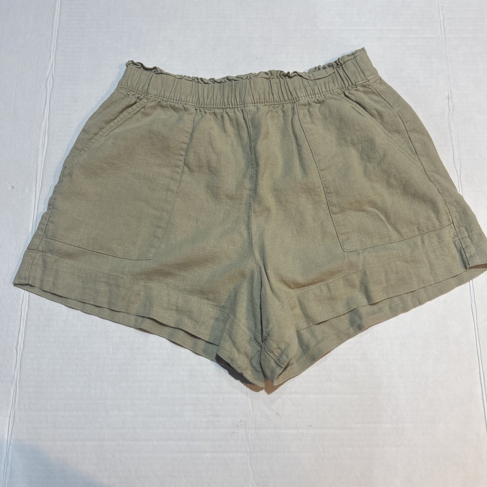 Abercrombie & Fitch Paperbag Waist Carpenter Linen Shorts Stretch Lined Size M